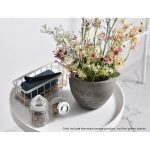 4-SOGA 32cm Rock Grey Round Resin Plant Flower Pot in Cement Pattern Planter Cachepot for Indoor Home Office
