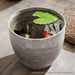 5-SOGA 32cm Rock Grey Round Resin Plant Flower Pot in Cement Pattern Planter Cachepot for Indoor Home Office