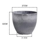 2-SOGA 2X 32cm Weathered Grey Round Resin Plant Flower Pot in Cement Pattern Planter Cachepot for Indoor Home Office