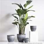 3-SOGA 2X 32cm Weathered Grey Round Resin Plant Flower Pot in Cement Pattern Planter Cachepot for Indoor Home Office