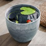 5-SOGA 2X 32cm Weathered Grey Round Resin Plant Flower Pot in Cement Pattern Planter Cachepot for Indoor Home Office