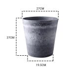 2-SOGA 2X 27cm Weathered Grey Round Resin Plant Flower Pot in Cement Pattern Planter Cachepot for Indoor Home Office