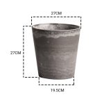 2-SOGA 27cm Rock Grey Round Resin Plant Flower Pot in Cement Pattern Planter Cachepot for Indoor Home Office