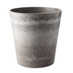 1-SOGA 27cm Rock Grey Round Resin Plant Flower Pot in Cement Pattern Planter Cachepot for Indoor Home Office