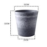 2-SOGA 32cm Weathered Grey Round Resin Plant Flower Pot in Cement Pattern Planter Cachepot for Indoor Home Office