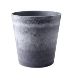 1-SOGA 32cm Weathered Grey Round Resin Plant Flower Pot in Cement Pattern Planter Cachepot for Indoor Home Office