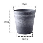 2-SOGA 2X 37cm Weathered Grey Round Resin Plant Flower Pot in Cement Pattern Planter Cachepot for Indoor Home Office