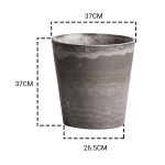 2-SOGA 2X 37cm Rock Grey Round Resin Tapered Plant Flower Pot in Cement Pattern Planter Cachepot for Indoor Home Office