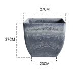 2-SOGA 2X 27cm Weathered Grey Square Resin Plant Flower Pot in Cement Pattern Planter Cachepot for Indoor Home Office