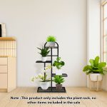 2-SOGA 4 Tier 5 Pots Black Metal Plant Stand Flowerpot Display Shelf Rack Indoor Home Office Decor