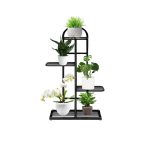 1-SOGA 4 Tier 5 Pots Black Metal Plant Stand Flowerpot Display Shelf Rack Indoor Home Office Decor