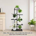 2-SOGA 5 Tier 6 Pots Black Metal Plant Stand Flowerpot Display Shelf Rack Indoor Home Office Decor