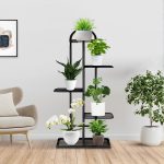 4-SOGA 2X 5 Tier 6 Pots Black Metal Plant Stand Flowerpot Display Shelf Rack Indoor Home Office Decor