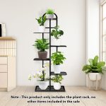 2-SOGA 6 Tier 7 Pots Black Metal Plant Stand Flowerpot Display Shelf Rack Indoor Home Office Decor