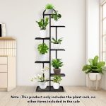2-SOGA 2X 7 Tier 8 Pots Black Metal Plant Stand Flowerpot Display Shelf Rack Indoor Home Office Decor