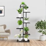 4-SOGA 2X 7 Tier 8 Pots Black Metal Plant Stand Flowerpot Display Shelf Rack Indoor Home Office Decor