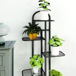 6-SOGA 2X 7 Tier 8 Pots Black Metal Plant Stand Flowerpot Display Shelf Rack Indoor Home Office Decor