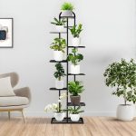 4-SOGA 8 Tier 9 Pots Black Metal Plant Stand Flowerpot Display Shelf Rack Indoor Home Office Decor