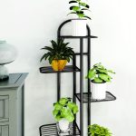 6-SOGA 2X 8 Tier 9 Pots Black Metal Plant Stand Flowerpot Display Shelf Rack Indoor Home Office Decor