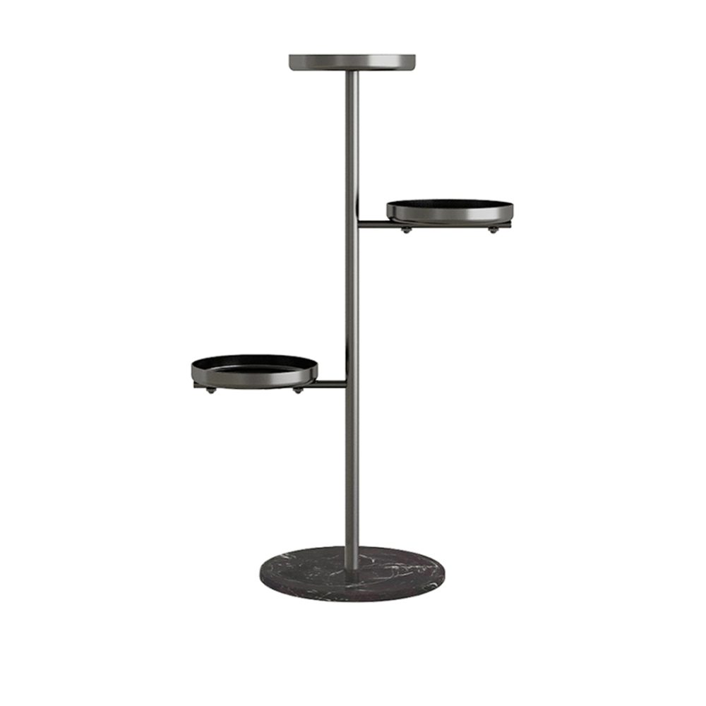 1-SOGA 3 Tier Black Round Plant Stand Flowerpot Tray Display Living Room Balcony Metal Decorative Shelf