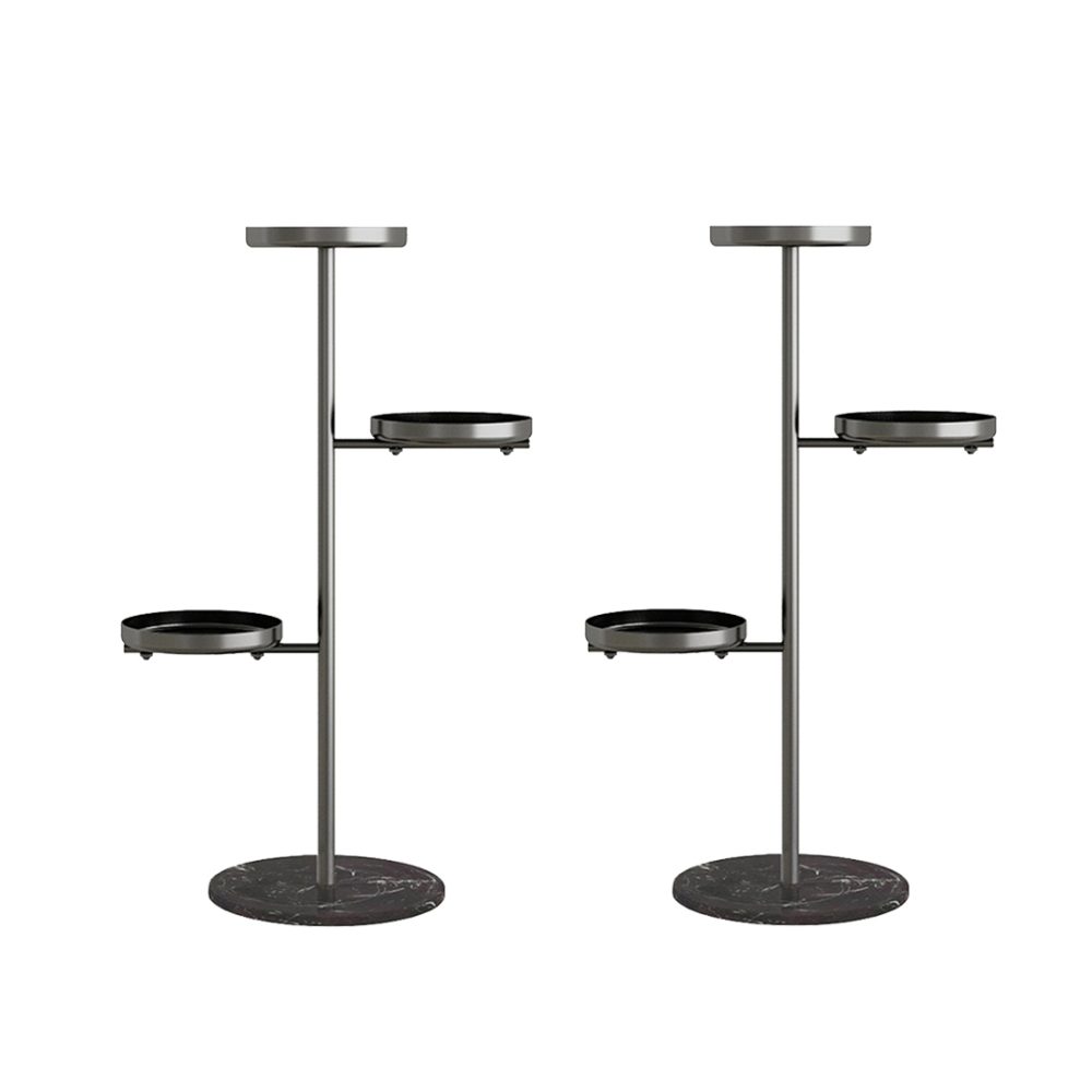 1-SOGA 2X 3 Tier Black Round Plant Stand Flowerpot Tray Display Living Room Balcony Metal Decorative Shelf