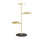 1-SOGA 3 Tier Gold Round Plant Stand Flowerpot Tray Display Living Room Balcony Metal Decorative Shelf