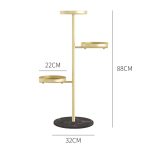 6-SOGA 3 Tier Gold Round Plant Stand Flowerpot Tray Display Living Room Balcony Metal Decorative Shelf