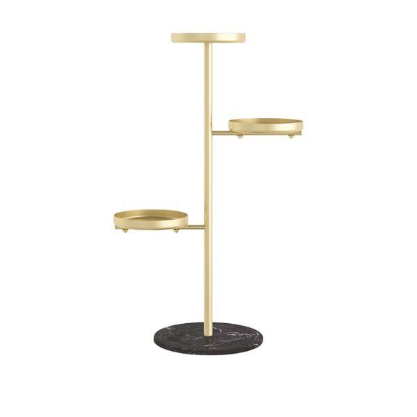 1-SOGA 3 Tier Gold Round Plant Stand Flowerpot Tray Display Living Room Balcony Metal Decorative Shelf