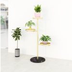 2-SOGA 2X 3 Tier Gold Round Plant Stand Flowerpot Tray Display Living Room Balcony Metal Decorative Shelf