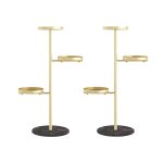 1-SOGA 2X 3 Tier Gold Round Plant Stand Flowerpot Tray Display Living Room Balcony Metal Decorative Shelf