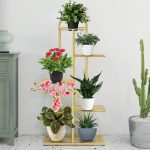 3-SOGA 5 Tier 6 Pots Gold Metal Plant Stand Flowerpot Display Shelf Rack Indoor Home Office Decor
