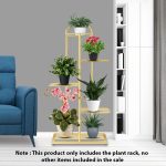 2-SOGA 2X 5 Tier 6 Pots Gold Metal Plant Stand Flowerpot Display Shelf Rack Indoor Home Office Decor