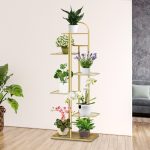 4-SOGA 8 Tier 9 Pots Gold Metal Plant Stand Flowerpot Display Shelf Rack Indoor Home Office Decor