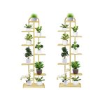 1-SOGA 2X 8 Tier 9 Pots Gold Metal Plant Stand Flowerpot Display Shelf Rack Indoor Home Office Decor