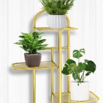 8-SOGA 2X 8 Tier 9 Pots Gold Metal Plant Stand Flowerpot Display Shelf Rack Indoor Home Office Decor