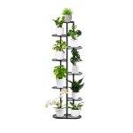 1-SOGA 8 Tier 9 Pots Black Metal Plant Rack Flowerpot Storage Display Stand Holder Home Garden Decor