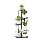 1-SOGA 5 Tier 6 Pots Black Metal Plant Rack Flowerpot Storage Display Stand Holder Home Garden Decor