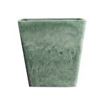 1-SOGA 27cm Green Grey Square Resin Plant Flower Pot in Cement Pattern Planter Cachepot for Indoor Home Office