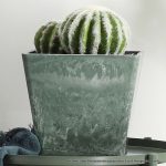 6-SOGA 2X 27cm Green Grey Square Resin Plant Flower Pot in Cement Pattern Planter Cachepot for Indoor Home Office