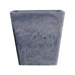 1-SOGA 27cm Weathered Grey Square Resin Plant Flower Pot in Cement Pattern Planter Cachepot for Indoor Home Office