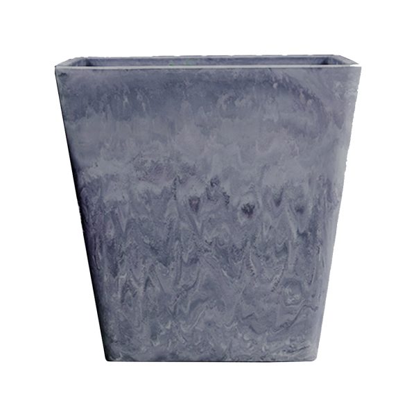 1-SOGA 27cm Weathered Grey Square Resin Plant Flower Pot in Cement Pattern Planter Cachepot for Indoor Home Office