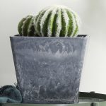 6-SOGA 2X 27cm Weathered Grey Square Resin Plant Flower Pot in Cement Pattern Planter Cachepot for Indoor Home Office