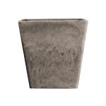 1-SOGA 27cm Sand Grey Square Resin Plant Flower Pot in Cement Pattern Planter Cachepot for Indoor Home Office