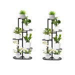 1-SOGA 2X 5 Tier 6 Pots Black Metal Plant Rack Flowerpot Storage Display Stand Holder Home Garden Decor