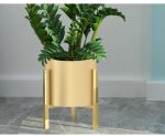 3-SOGA 2X 30CM Gold Metal Plant Stand with Flower Pot Holder Corner Shelving Rack Indoor Display