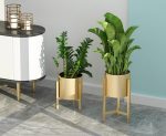 4-SOGA 2X 30CM Gold Metal Plant Stand with Flower Pot Holder Corner Shelving Rack Indoor Display