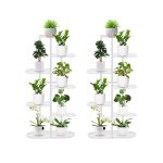 1-SOGA 2X 7 Tier 8 Pots White Metal Plant Rack Flowerpot Storage Display Stand Holder Home Garden Decor