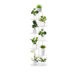 1-SOGA 8 Tier 9 Pots White Metal Plant Rack Flowerpot Storage Display Stand Holder Home Garden Decor