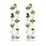 1-SOGA 2X 8 Tier 9 Pots White Metal Plant Rack Flowerpot Storage Display Stand Holder Home Garden Decor
