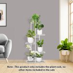 2-SOGA 5 Tier 6 Pots White Metal Plant Rack Flowerpot Storage Display Stand Holder Home Garden Decor